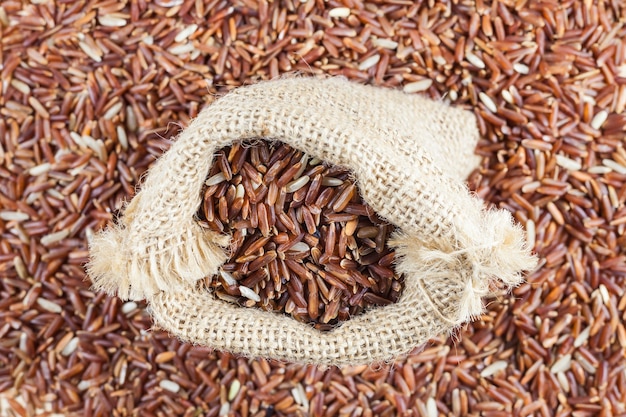 Rice berry in a sack.