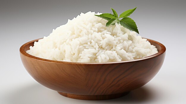 Rice in a bowl on white background