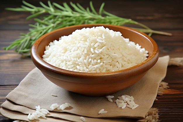 rice in a bowl with rice on a table