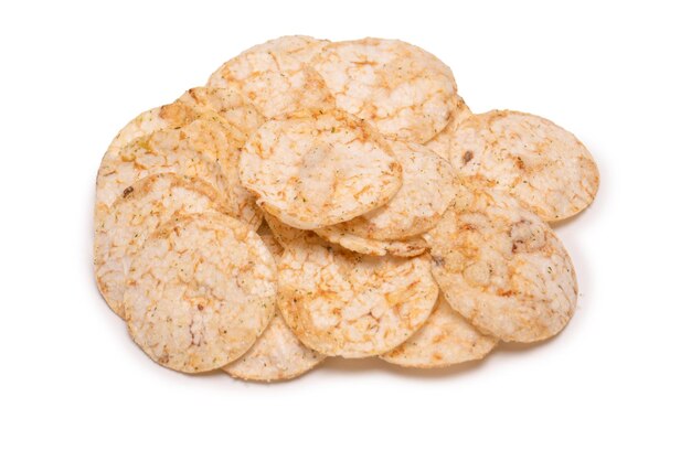 Rice chips isolated on white background