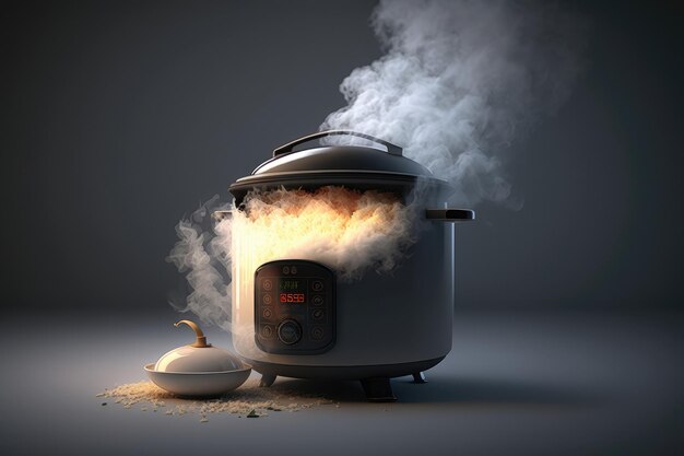 Огонь рисоварки в современном дизайне квартиры Генеративный AI
