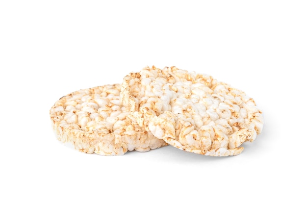 Rice crisp bread isolated on white background.