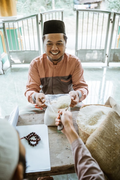 Rice donation in zakat during eid mubarak kareem