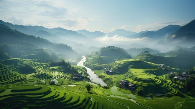 Rice fields AI generated Image