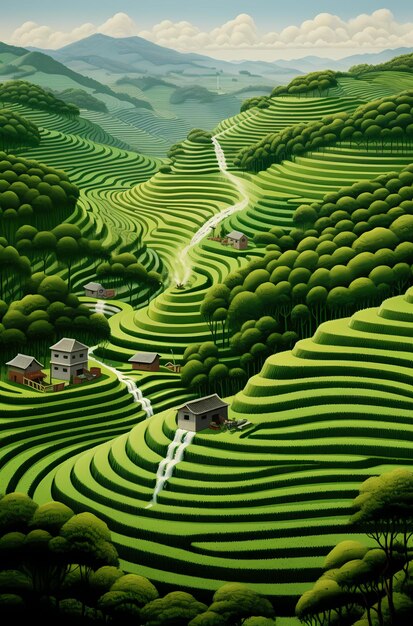 Photo rice fields in mountains