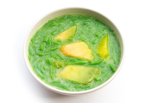 Rice flour pandan flavor with melon in coconut milk