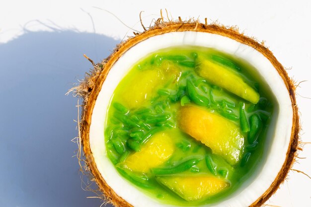 Фото Рисовая мука со вкусом пандана с дыней в кокосовом молоке