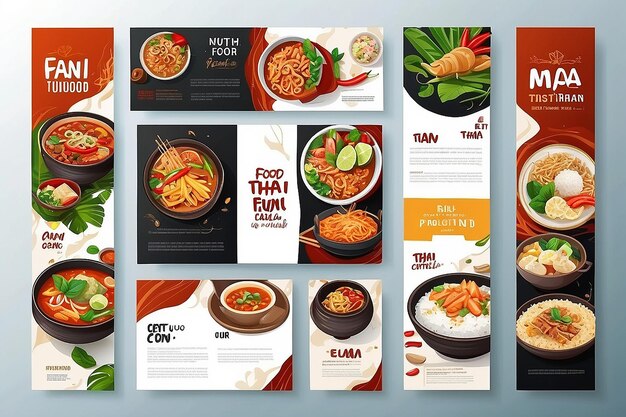 Photo rice food or thai food banner and poster template vector design