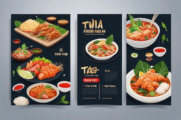 Photo rice food or thai food banner and poster template vector design