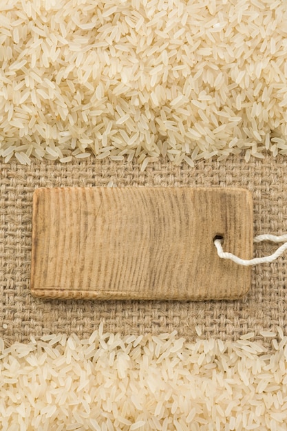 Rice grain and sack burlap as surface texture