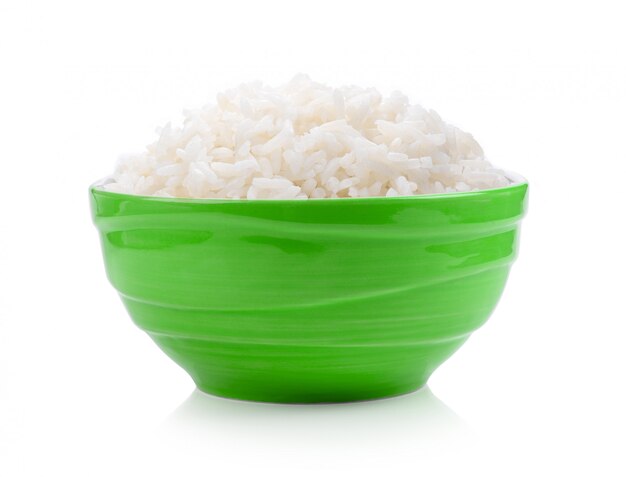 Rice in green bowl