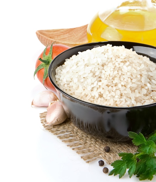 Rice and healthy food isolated