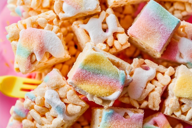 Photo rice krispie treats bites with marshmallow small snack for kids