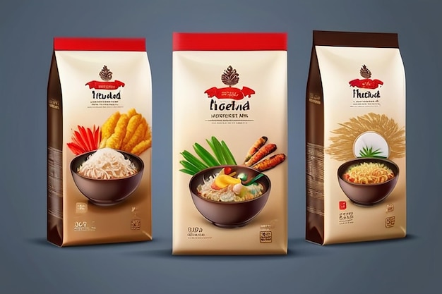 Photo rice package mockup thailand food products vector illustration