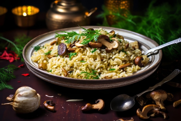 Rice Pilaf With Lemony BrownButter Mushrooms