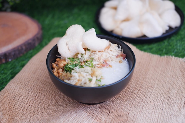 Rice porridge with chicken indonesian style food