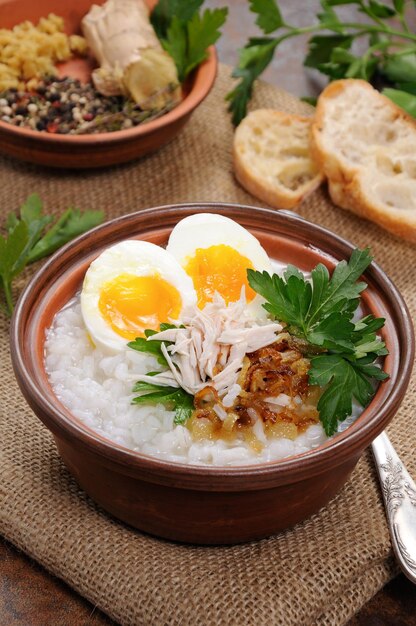 Rice porridge with egg