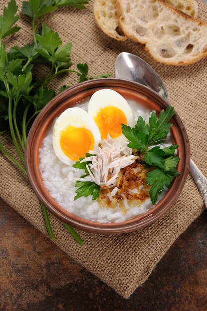 Rice porridge with egg