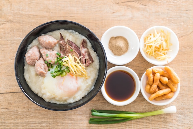 rice porridge with pork and egg