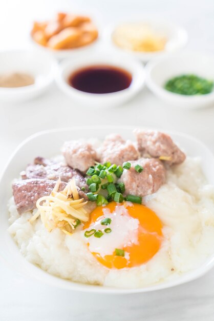 rice porridge with pork and egg