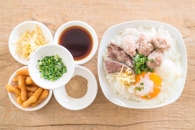 rice porridge with pork and egg