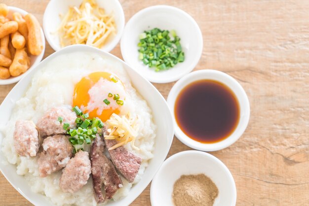 rice porridge with pork and egg