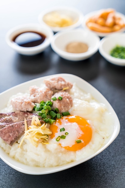 rice porridge with pork and egg