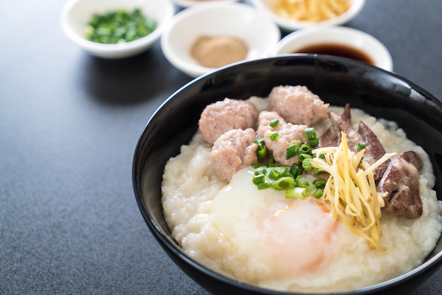 rice porridge with pork and egg