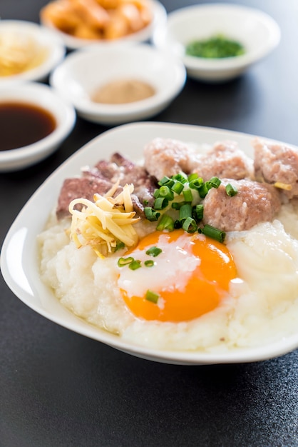 rice porridge with pork and egg