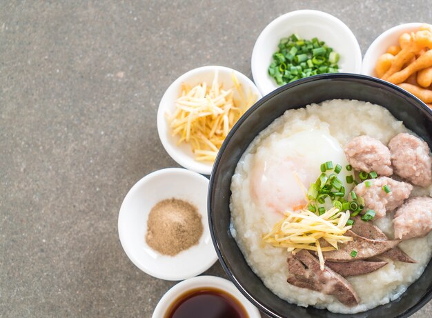 rice porridge with pork and egg