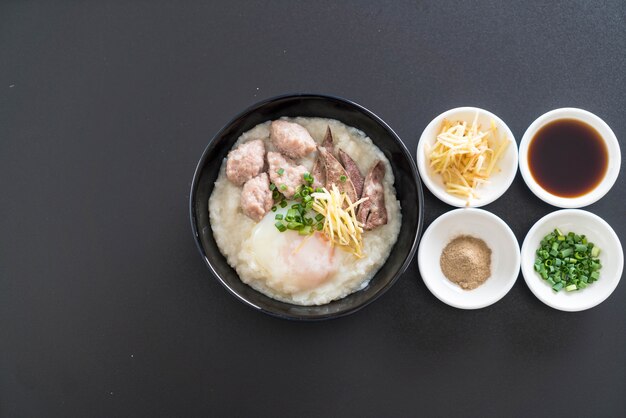 rice porridge with pork and egg