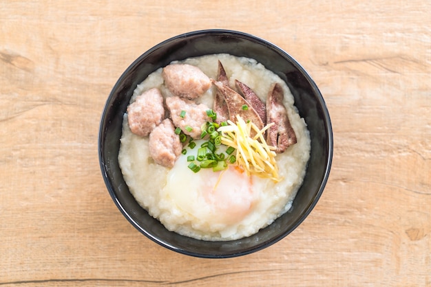 rice porridge with pork and egg