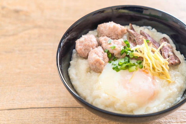 rice porridge with pork and egg