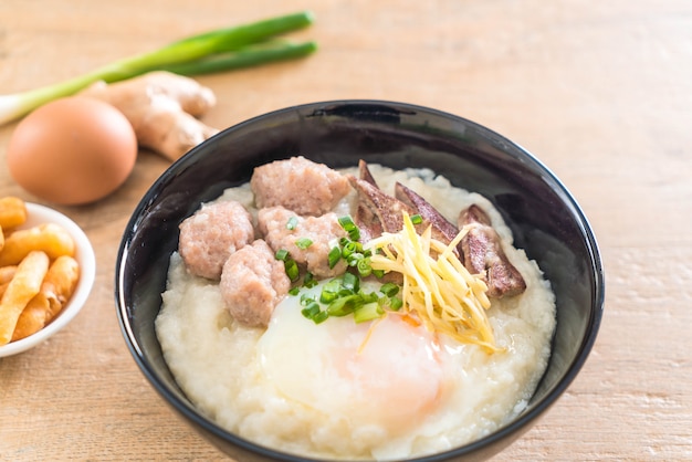 rice porridge with pork and egg