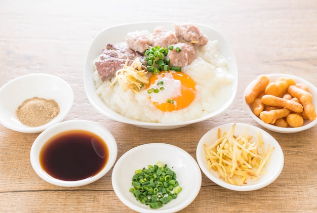 rice porridge with pork and egg