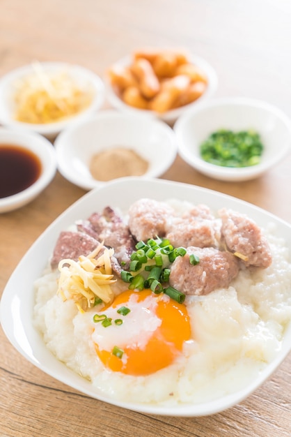 rice porridge with pork and egg