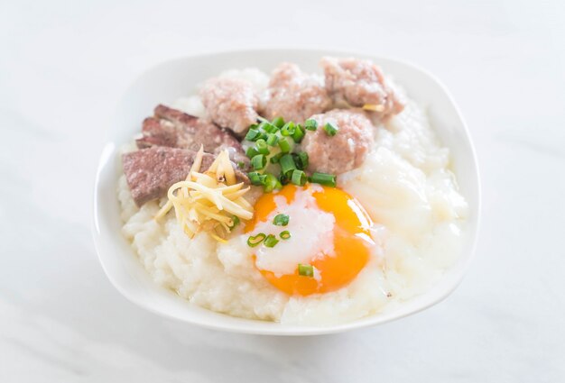 rice porridge with pork and egg