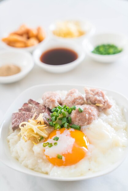 rice porridge with pork and egg