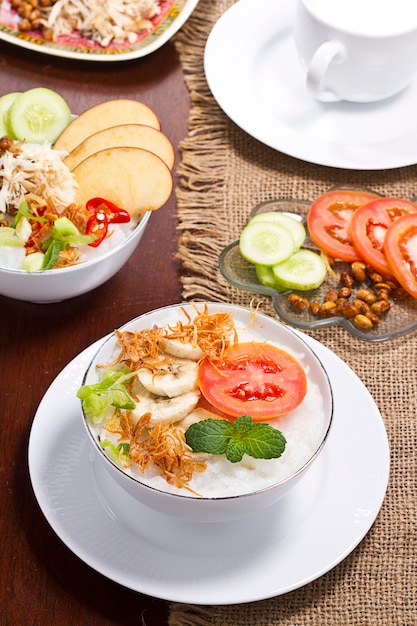 rice porridge with various spices