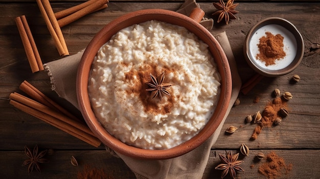 Rice pudding with cinnamon the Arroz con leche