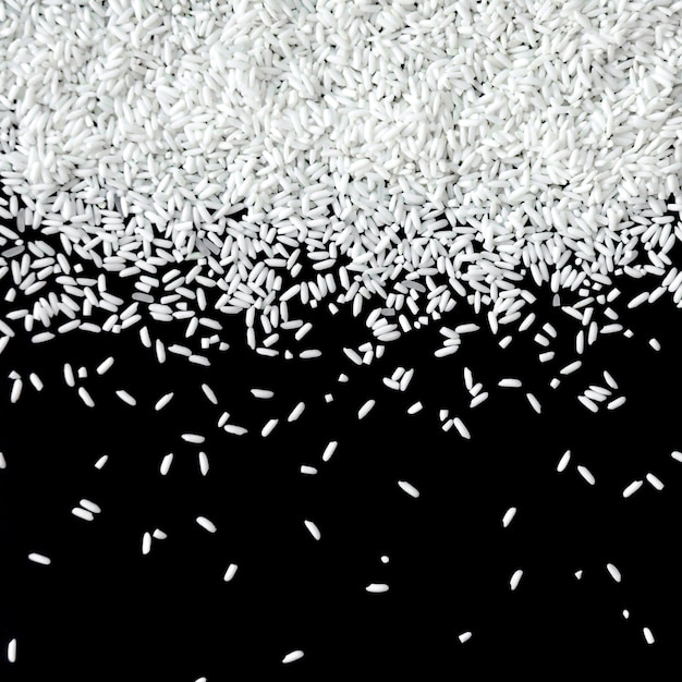 Rice seed on the black background