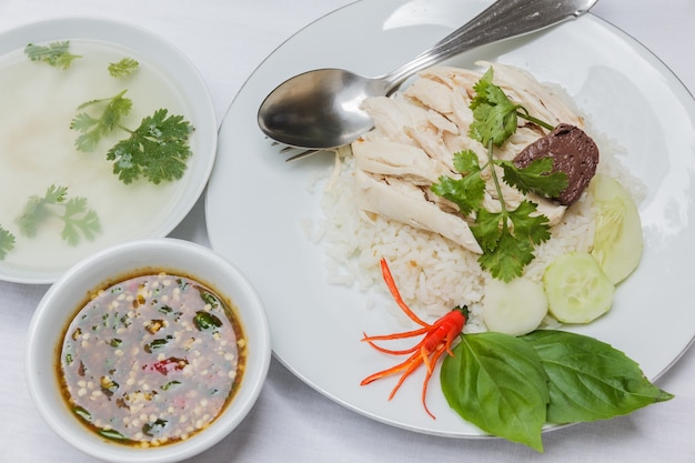 Rice steamed with chicken soup