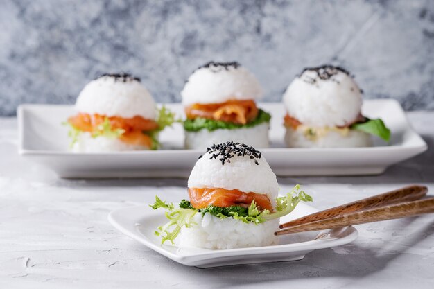 Rice sushi burgers