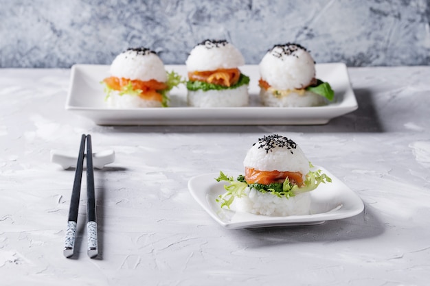 Rice sushi burgers