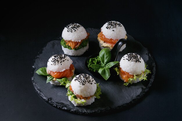 Rice sushi burgers