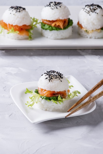 Rice sushi burgers