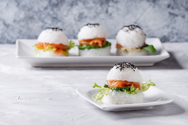 Rice sushi burgers