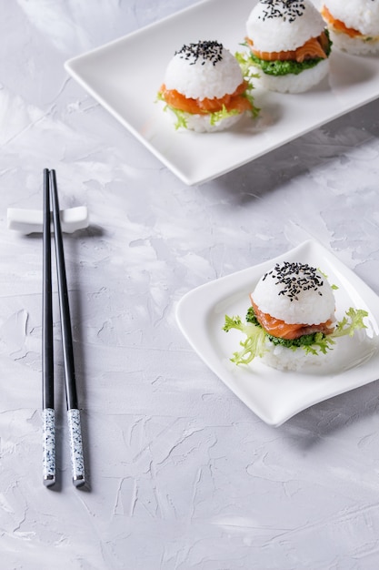 Rice sushi burgers