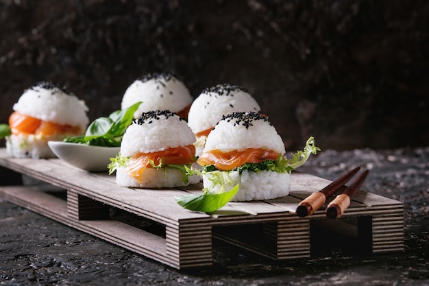 Rice sushi burgers