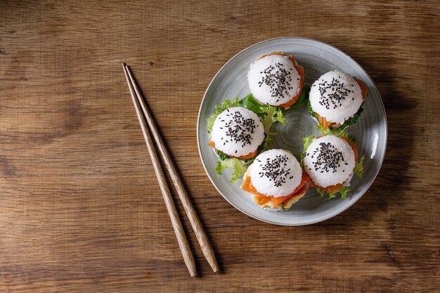 Rice sushi burgers